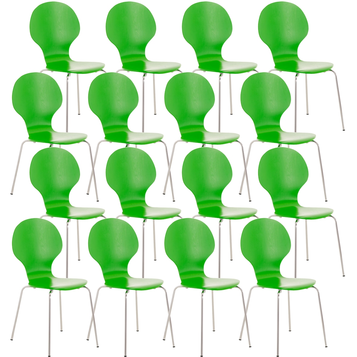 Set van 16 stapelstoelen Diego groen