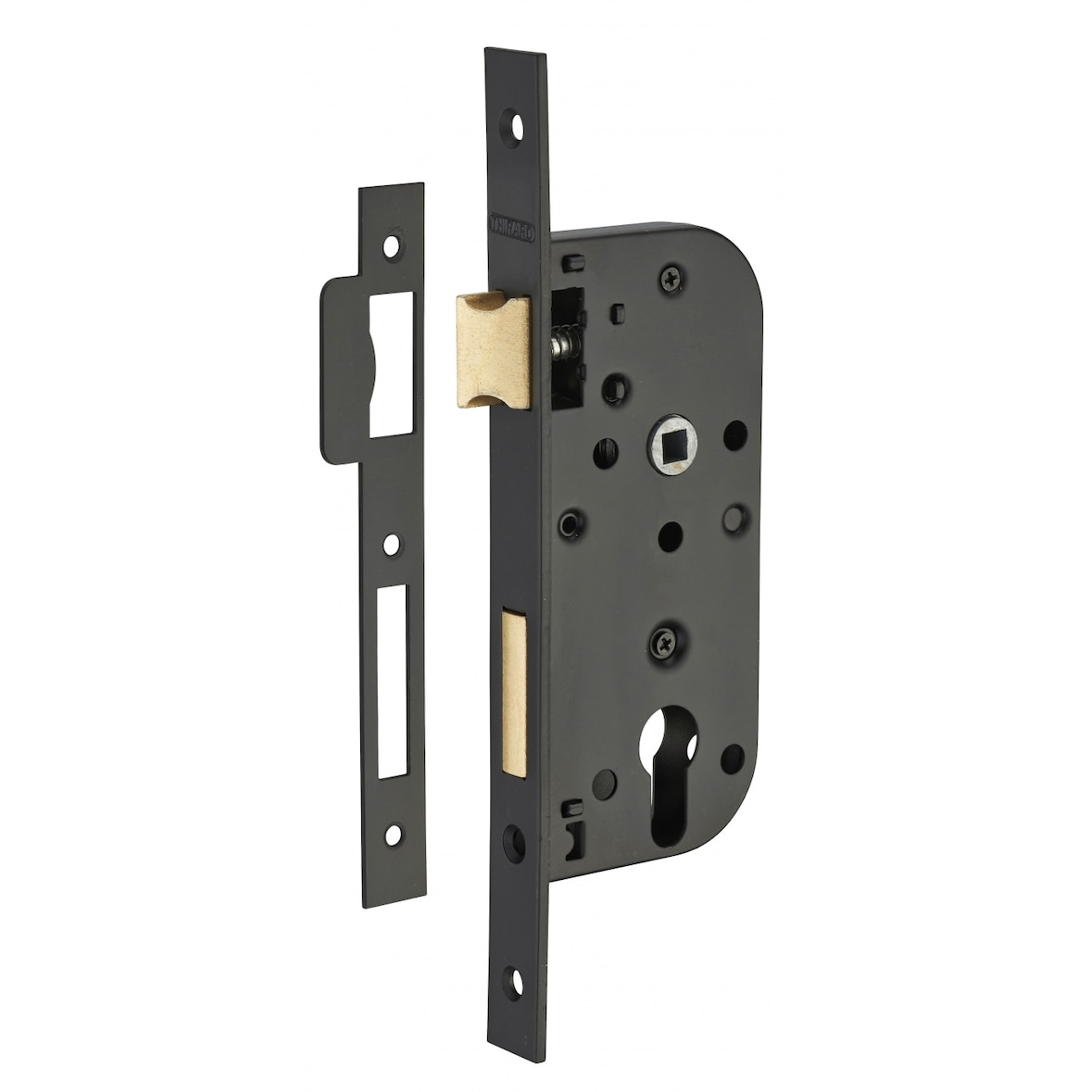 Boitier de serrure encastrable à cylindre pour porte d'entrée, axe 40mm, bouts carrés, noir - THIRARD