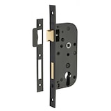 thumbnail of Boitier de serrure encastrable à cylindre pour porte d'entrée, axe 40mm, bouts carrés, noir - THIRARD