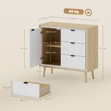 thumbnail of HOMCOM Credenza Moderna 3 Cassetti e Armadietto Bianco Lucido e Rovere