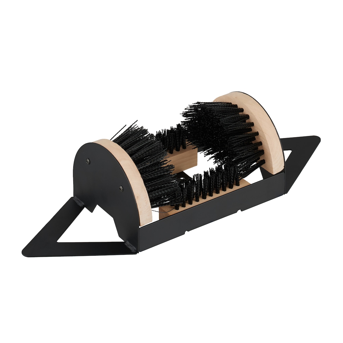 Relaxdays Schuhabstreifer mit Rundum-Bürsten, Fußabtreter Außenbereich, robuste Borsten, Bodenbefestigung, schwarz/natur