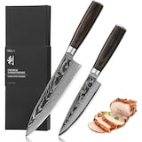 thumbnail of Wakoli EDIB Essentials 2er Set Damastmesser - 13 cm und 20 cm Profi Chefmesser Küchenmesser - 67 Lagen Damaststahl - Pakkaholzgriff - Inklusive Gesche