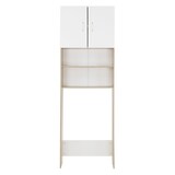 thumbnail of ECD Germany Waschmaschinenschrank 190x62,5 cm Weiß/Sonoma Eiche Hochschrank Badschrank Überbau Maschine