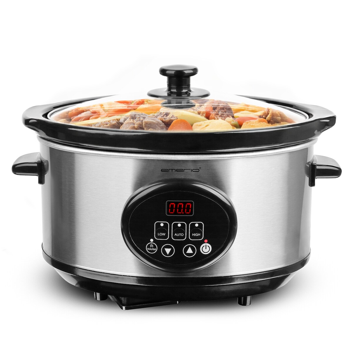Emerio Schongarer 240W – 3,5L – Warmhaltefunktion – Digitales Display – 3 Heizstufen – Herausnehmbarer Keramik-Innentop – Cool-Touch – SC-129406