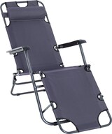 thumbnail of Outsunny Tumbona Reclinable y Plegable con Respaldo Ajustable Reposabrazos Almohada y Reposapiés para Jardín Balcón Carga 136 kg 135x60x89 cm Gris