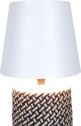 thumbnail of SalesFever Tischleuchte mit LED-Akku | Gestell Palmblatt, Gummibaum / Schirm Metall | B 11 x T 11 x H 29 cm | Schwarz – Weiß