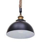 thumbnail of Pendelleuchte HWC-H82, Hängelampe Hängeleuchte, Industrial Vintage Bambus Seil Metall schwarz ~ 3x Kuppellampenschirm