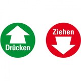thumbnail of Aufkleber I Türhinweis Drücken/Ziehen, doppelseitig, grün/rot, Folie, selbstklebend, Ø 100mm