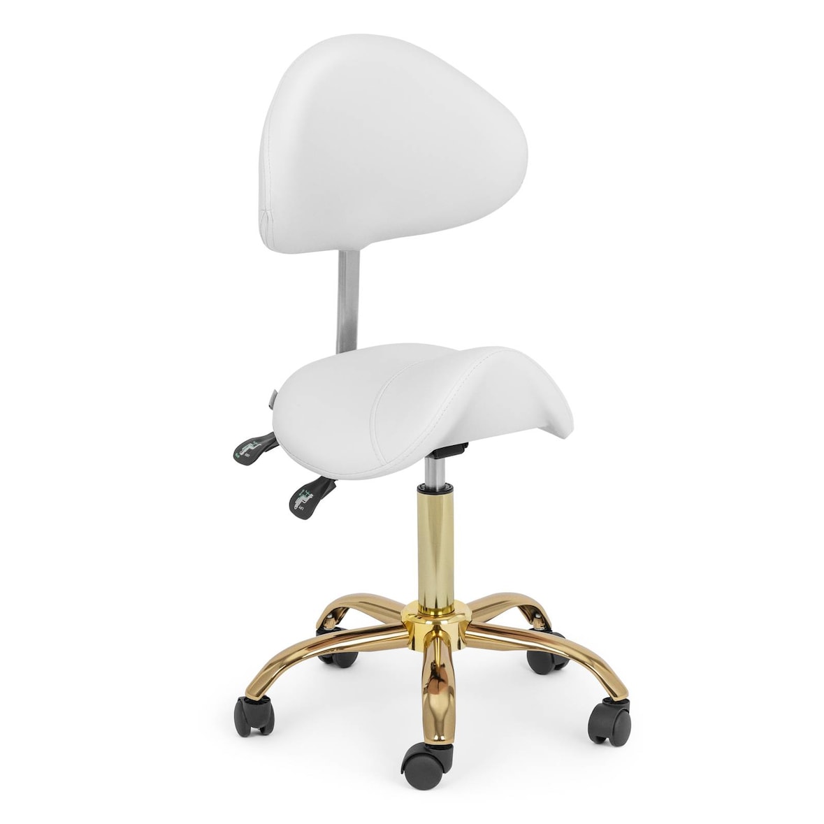physa Sattelstuhl - 51 - 65 cm - 150 kg - Weiß/Golden