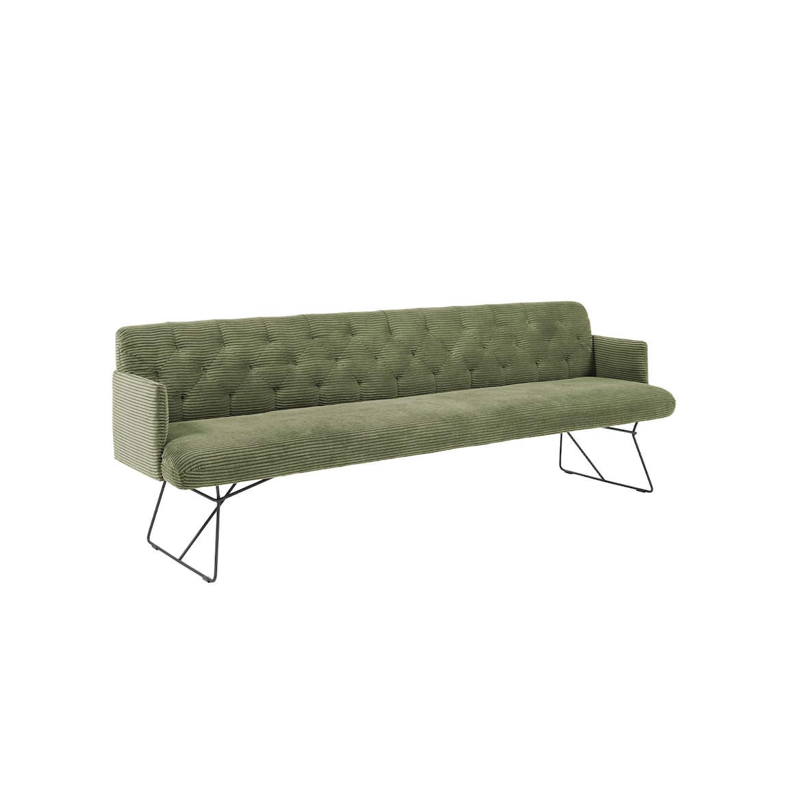 Banco de comedor KAWOLA CHARME Pana verde oliva 186cm