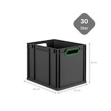 thumbnail of PROREGAL SparSet 10x Eurobox NextGen Color mit Auflagedeckel & Verschlüsse, HxBxT 32x30x40cm, 30L, Schwarz, Griffe grün offen, Eurobehälter