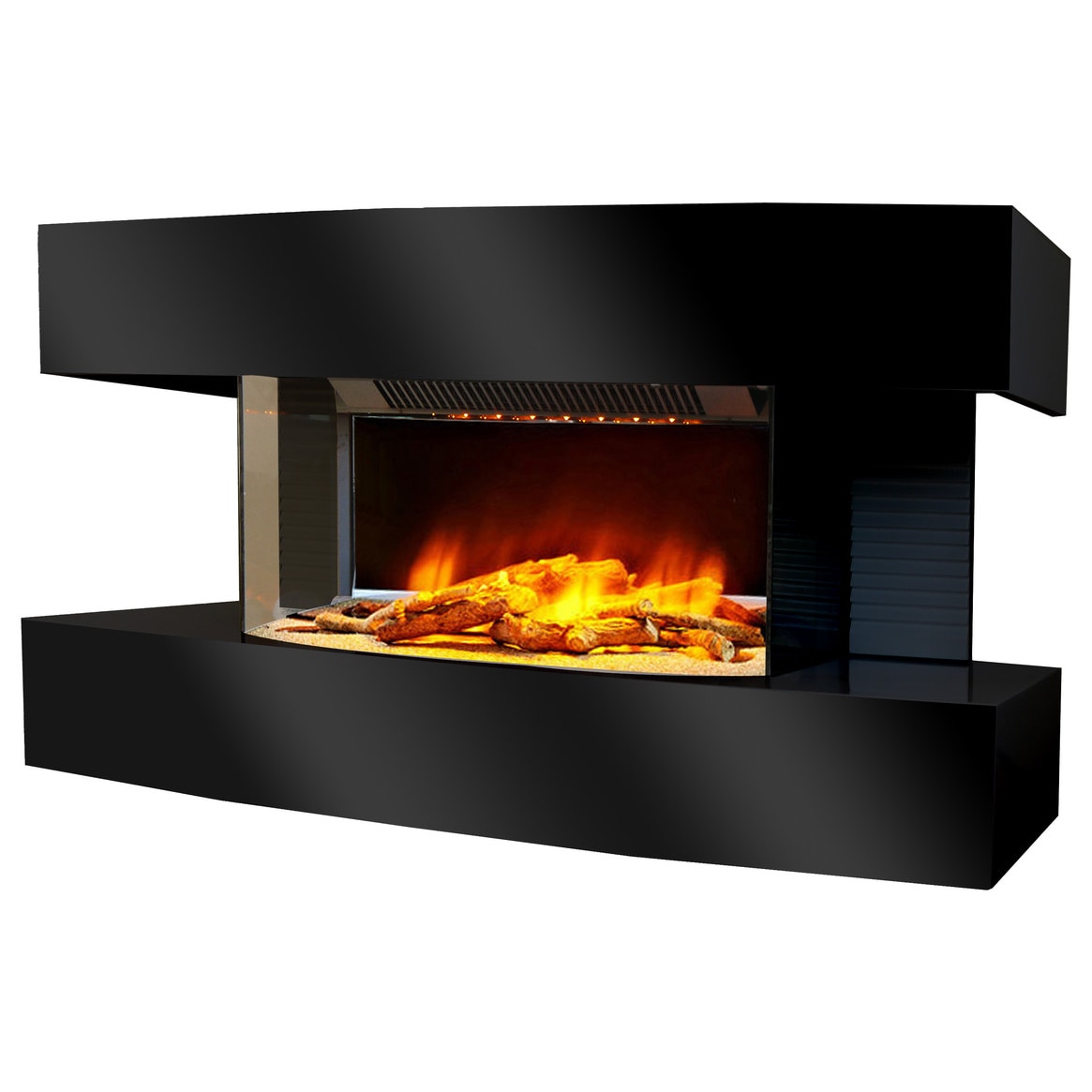 Chemin'Arte Elektrischer Wandkamin Lounge Medium Schwarz 82 cm mit LED-Flammeneffekt - 184