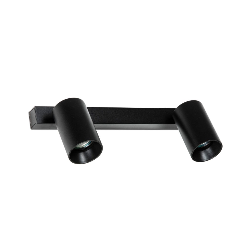 Faro Barcelona - Par de Spots Ajustáveis ​​Stan 2 GU10 máx. 5Wx2 - Metal, Instalação em Parede ou Teto, Lâmpada Não Inclusa - Preto