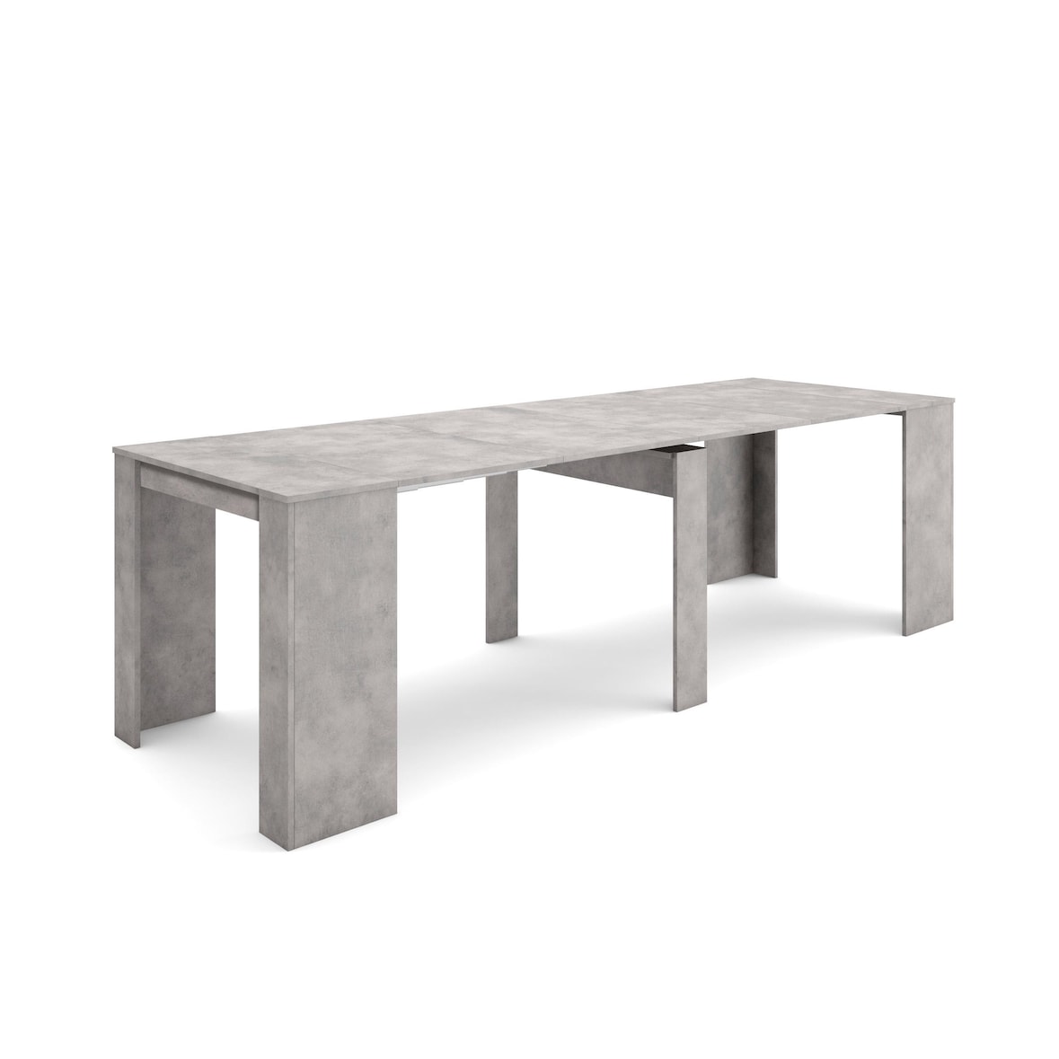 Ausziehbarer Konsolentisch, 262x90x77cm, Für 12 Personen, Esstisch, Moderner Stil, Zementgrau _ 283_2