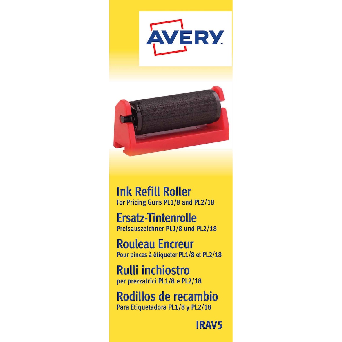 AVERY Boîte de 5 rouleaux encreur Noir pour pince à étiqueter Avery PL1/8 et PL2/18 IRAV5
