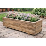 thumbnail of Jardinera rectangular de madera de pino tratada exterior 80x30x30 cm marrón 45 L