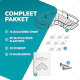 thumbnail of HGMD Duschregal Eckmodell - Schwarz - Bis zu 8 kg - Befestigung ohne Bohren oder mit Schrauben - Inklusive Anleitung