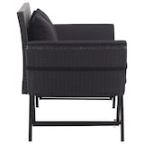 thumbnail of Helloshop26 - Banco de jardín mobiliario de terraza exterior muebles de terraza con cojines 110 x 60 x 32 cm resina trenzada negra 02_0011595