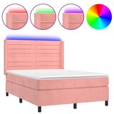 thumbnail of vidaXL Boxspringbett mit Matratze & LED Rosa 140x190 cm Samt