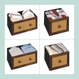 thumbnail of Relaxdays Kommode, 5 Schubladen, Rattanoptik, Flur, Schlafzimmer, HBT 54,5x100x32,5 cm, Sideboard, Metall, braun/schwarz