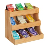 thumbnail of Relaxdays Tee Organizer, 9 Fächer, aus Bambus, HxBxT: 24 x 27 x 17,5 cm, Tee & Kaffeepads, Teeregal vertikal, natur
