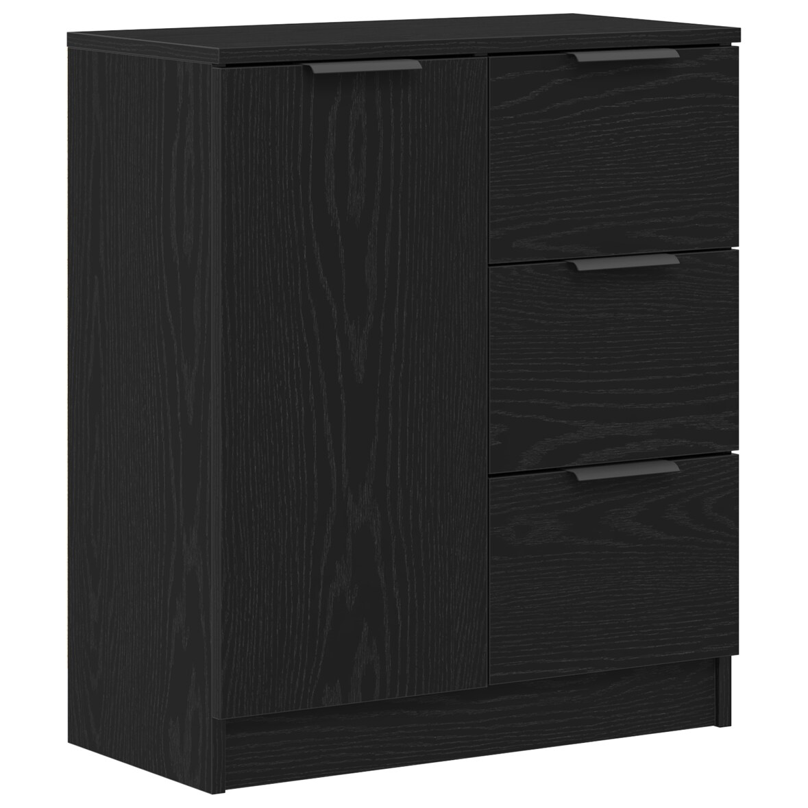 vidaXL Schwarzer Eichen-Sideboard 60x30x70 cm aus Holzwerkstoff