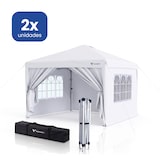 thumbnail of Pack 2 Carpas Plegables 3x3m Blanca - Gazebo 4 Paredes - UV 210D Silver Impermeable - Acero Reforzado - Bolsa Anclajes Catering Fiestas