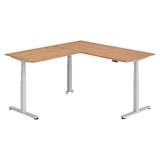 thumbnail of bümö Eckschreibtisch elektrisch höhenverstellbar L-Form: 180 x 200 cm in Nussbaum, Gestell silber - Stehschreibtisch mit Memory-Steuerung,
