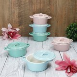 thumbnail of 6er Set Mini-Topf mit Deckel EMILIA je 2x Rosa, Mint & Blau aus Steingut – 4320028