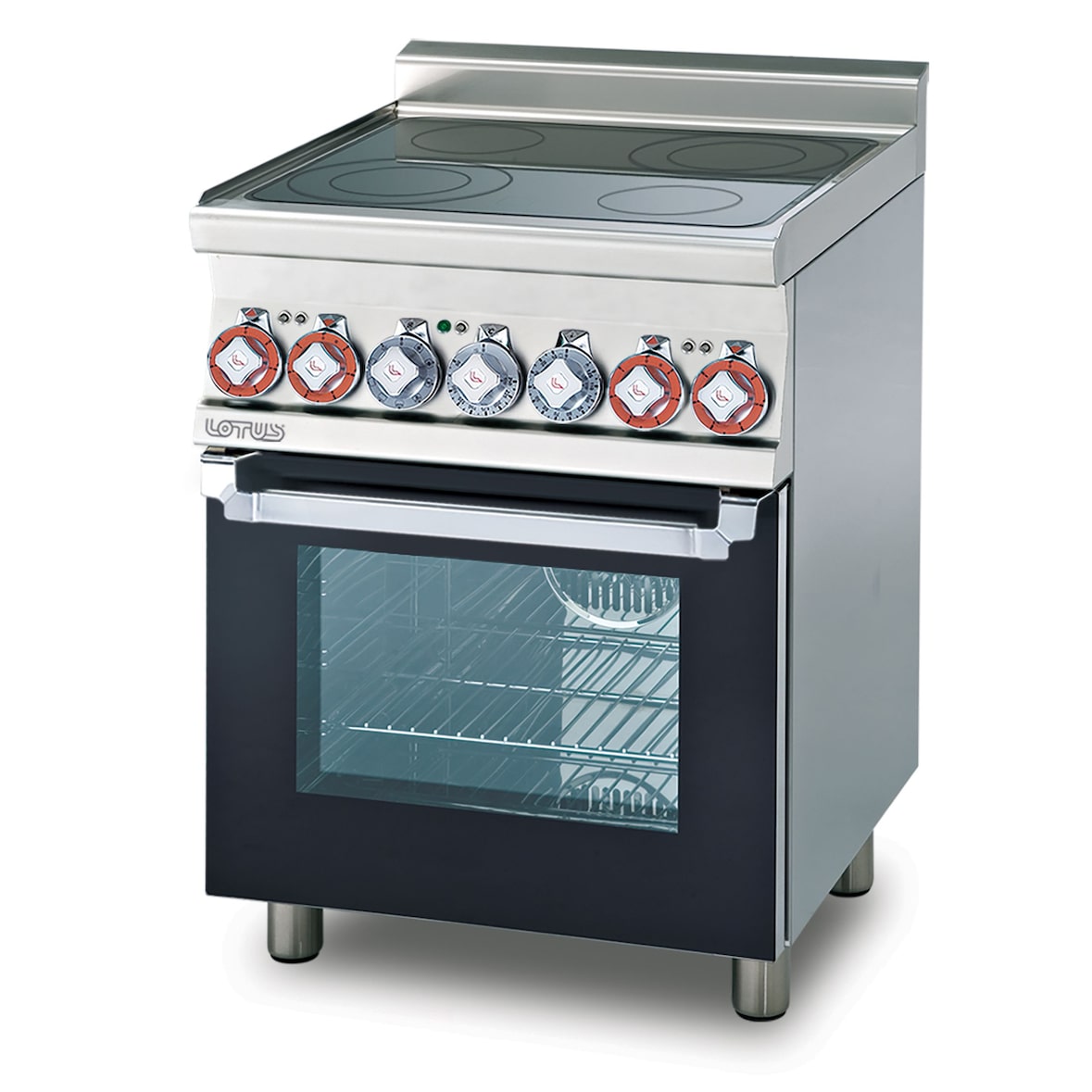 Cucina elettrica con piano in vetroceramica e forno multifunzione. Misure 60x60 h90 cm. Porta vetro. Modello CFMC4-66ET