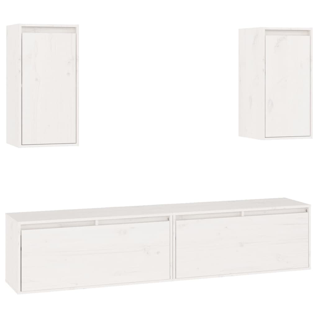 Muebles para TV 4 piezas madera maciza de pino blanco