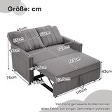 thumbnail of Multifunktionales Sofabett, faltbar, 127x75x94 cm, mit 2 Kissen und verstellbarer Rückenlehne, ideal für kleine Räume, Stoffbezug, Antikgrau