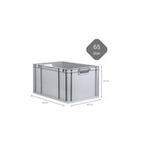 thumbnail of PROREGAL SuperSparSet 3x Eurobox NextGen Economy mit Scharnierdeckel & gelben Verschlüssen, Griffe offen, HxBxT 32x40x60cm, 65L, Eurobehälter, Box