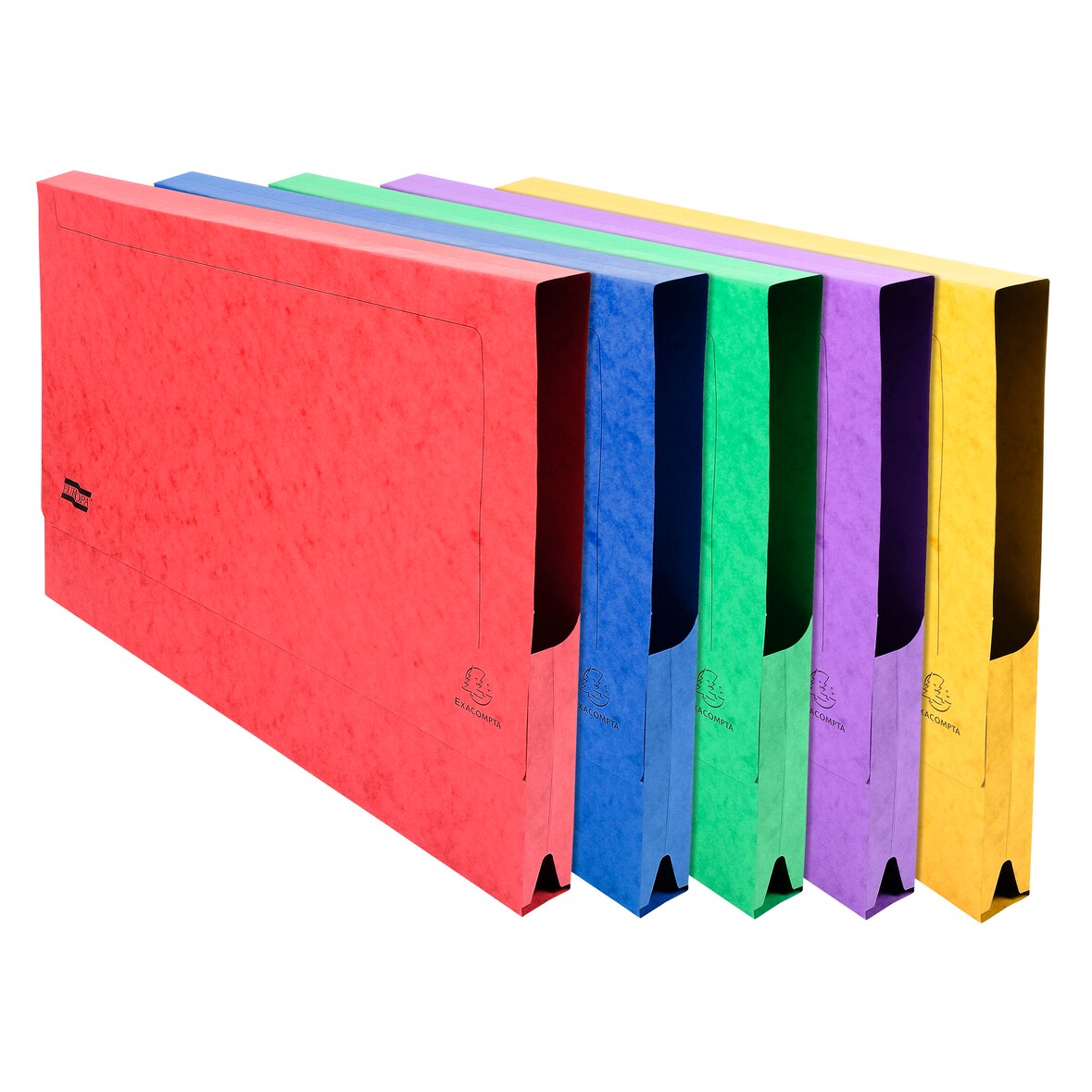 Exacompta - Réf. 4780Z - Carton de 25 chemises poche en carte lustrée 225g/m² - Soufflet de 32 mm - dim ext : 45,5x32,5cm - Pour A3 - 5 couleurs