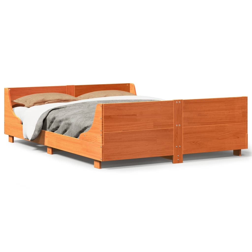 vidaXL Massivholzbett ohne Matratze Wachsbraun 160x200 cm Kiefernholz