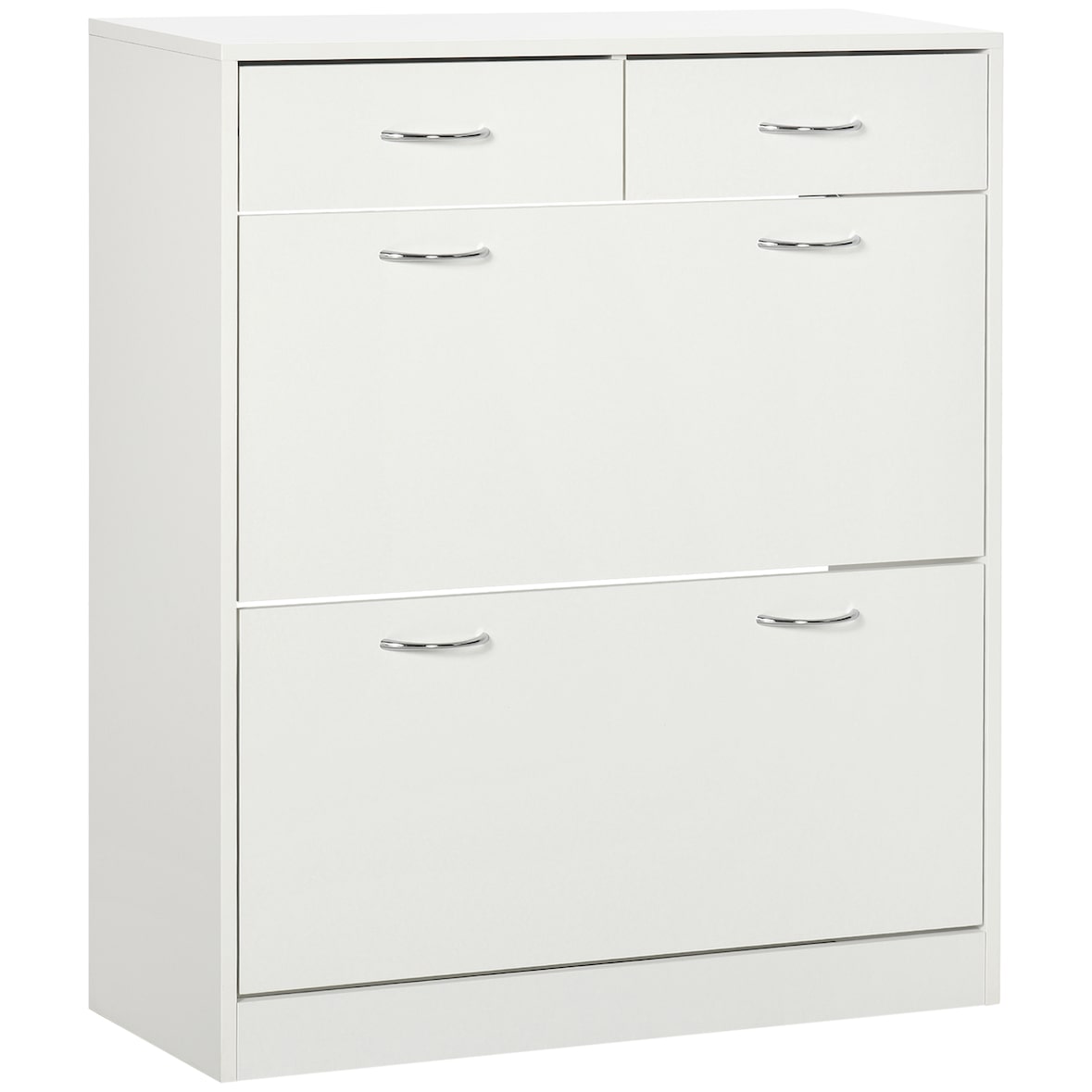 HOMCOM armario de zapatos mueble zapatero estrecho con 2 cajones abatibles y 2 cajones extraíbles para 12 pares de zapatos para entrada 80x30x91,5 cm