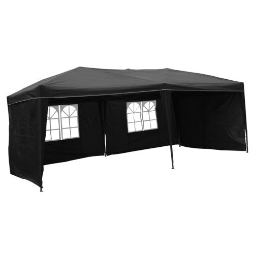 XXL Alu Faltpavillon 6x3m Gartenpavillon Gartenzelt Partyzelt Wasserdicht Schwarz : Schwarz