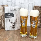 thumbnail of Alois 2er Set Weizenbierglas 0,5 L Hirschmotiv Geschenkverpackung