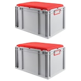 thumbnail of PROREGAL Eurobox NextGen Seat Box Rot | HxBxT 36,5x40x60cm | 65 Liter | Griffe geschlossen | Eurobehälter, Sitzbox, Transportbox, Transportbehälter