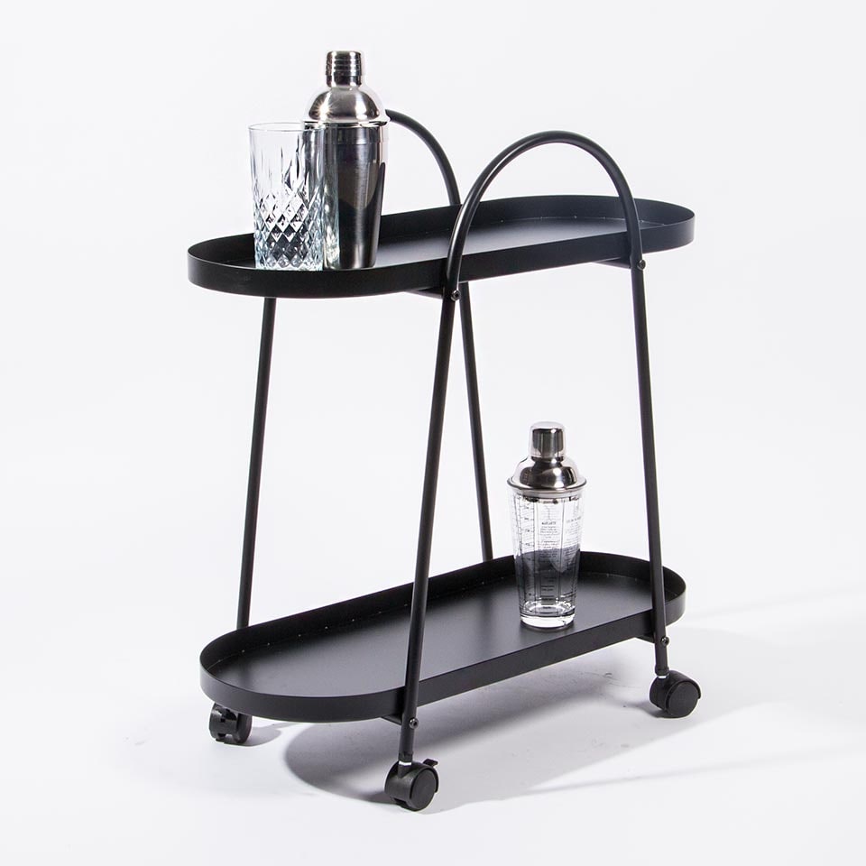 Carrinho URBAN MOVE com 2 Prateleiras e Rodízios Preto