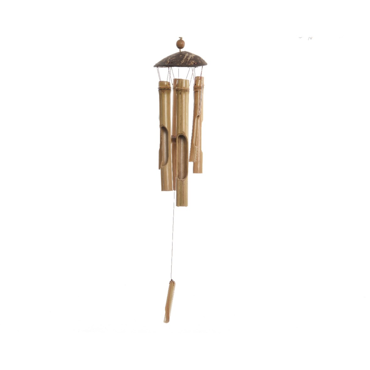 Windspiel 10x63cm Bambus Kokos Klangspiel zum Aufhängen für Balkon Terrasse Garten Hängedeko Gartendeko Natur Braun