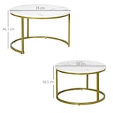 thumbnail of 2 Couchtische Stahl Weiß/Gold rund, Satztisch-Set in Marmoroptik, ineinander stellbar, Ø74x46,3 cm und Ø59x38,5 cm