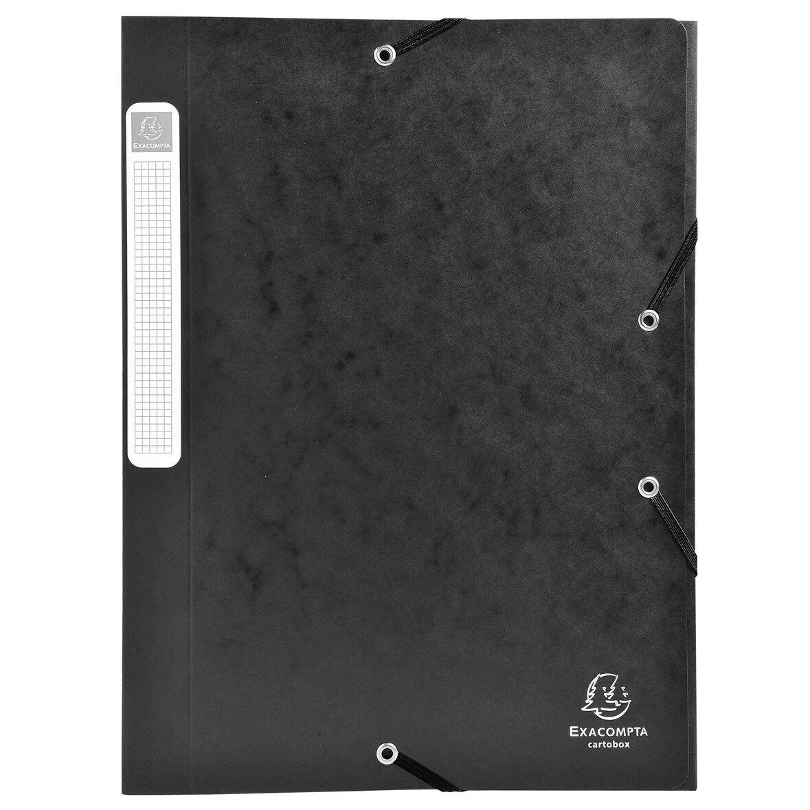 Exacompta 18516H 25x Archivbox Cartobox, flach geliefert, Rücken 25mm aus Colorspan-Karton, mit 3 Klappen und Gummizug, 25x33cm für DIN A4 - Schwarz