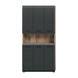 thumbnail of Ice Badschrank 6 Türen, 1 Regal Schwarz matt, Eiche Dekor.