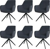 thumbnail of 6er-Set Esszimmerstuhl | HxBxT 87x58x55cm | Sitzhöhe 46cm | drehbar Auto-Position Stoff/Textil | Anthrazit | Küchenstuhl Lehnstuhl Stuhl Armlehnen