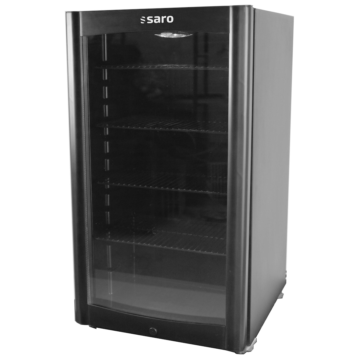 Saro Kühlschrank mit Glastür, schwarz, Modell DK 90, B 470 x T 493 x H 827 mm