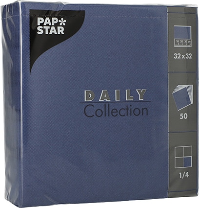 14 lots de 50 Serviette "DAILY Collection" pliage 1/4 32 cm x 32 cm bleu foncé