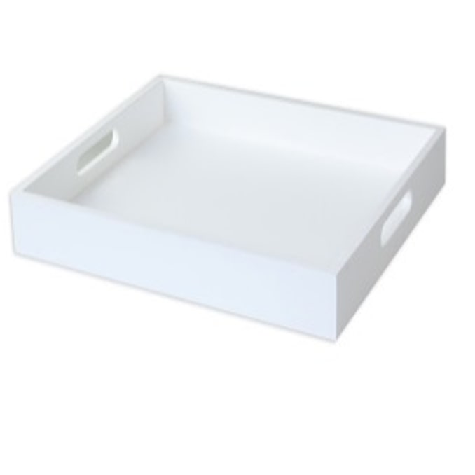 Hostelnovo - Plateau en bois empilable avec poignées blanc 40 x 33 x 5,5 cm