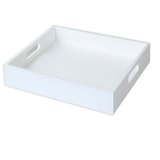 thumbnail of Hostelnovo - Plateau en bois empilable avec poignées blanc 40 x 33 x 5,5 cm