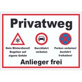 thumbnail of Privatweg KeinWinterdienst Durchfahrt Parken verboten Aufkleber A8 (52x74mm)
